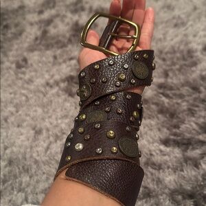 Authentic German belt with German coins Studded Brown Leather Belt vintage